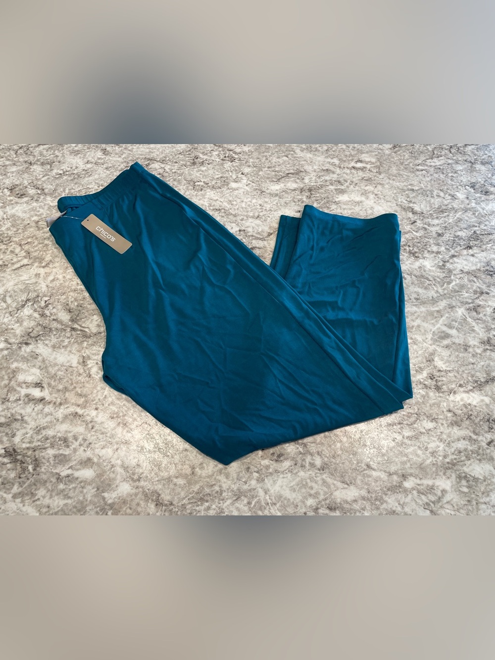 Chico’s Travelers No Tummy Pants Striking Teal Pull On Wrinkle Resistant NWT-2R